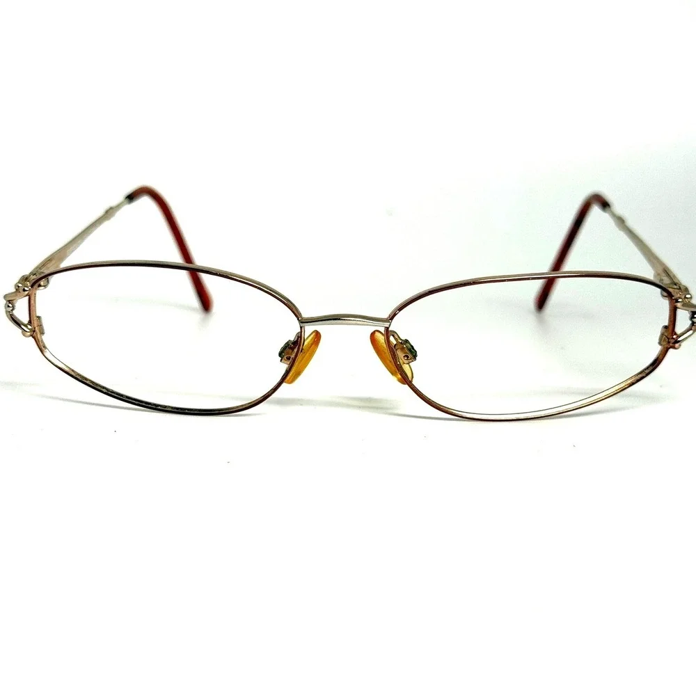 Expressions Collection 1056 Eyeglasses Burgundy Gold Oval Metal Frames 54/18 135